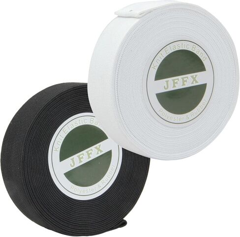 شريط مطاطي JFFX للخياطة، بكرة مرنة بيضاء مسطحة عالية المرونة للشعر المستعار والسراويل وحزام الخصر والحرف اليدوية (0.6 بوصة × 6 ياردات) in Kuwait