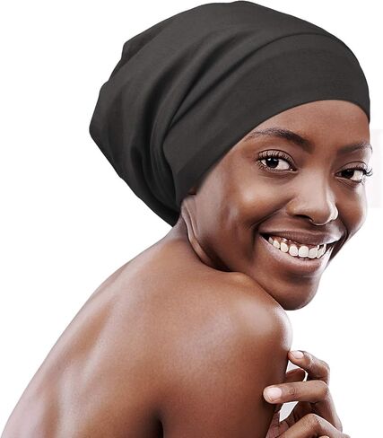 FocusCare Satin Lined Sleep Slouchy Cap Curly Girl Slap Headwear Gifts for Frizzy Hair Women in Kuwait