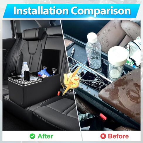 Center Console, Wireless Charging Center Console Organizer, Dual Cup Holders & 7-Color LED Mood Lighting – Back Bench Seat Storage Box for Car, Minivan Van Truck in Kuwait