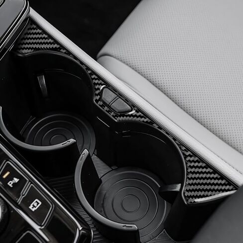 for Kia Sportage (2022-2025) Center Control Cup Holder Carbon Fiber Cover - Console Control Protect Interior Car Accessories Panel, Black (LHD) in Saudi Arabia