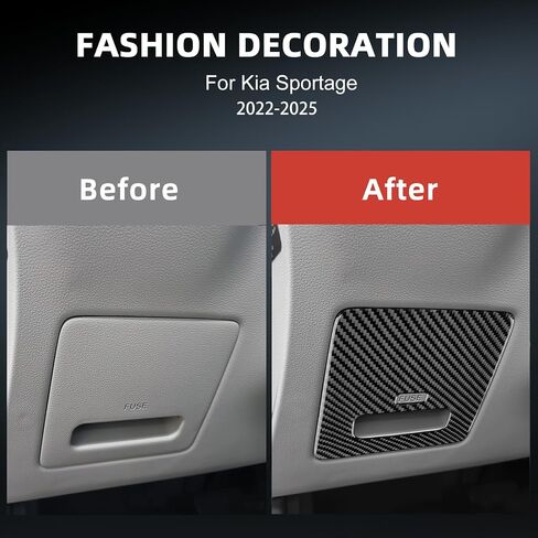 for Kia Sportage (2022-2025) Center Control Cup Holder Carbon Fiber Cover - Console Control Protect Interior Car Accessories Panel, Black (LHD) in Saudi Arabia