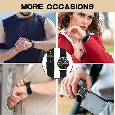 2PCS 22mm(20mm)(18mm) Silicone Watch Band, Soft Replacement Straps Quick Release Rubber Strap with Black and Silvery Stainless Steel Buckle in Saudi Arabia