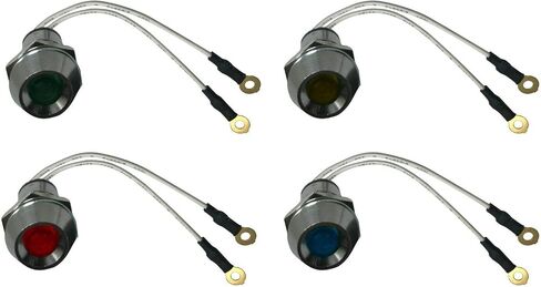 Sherco-Auto Universal 12V Red LED Lamp Dash Panel Pilot Indicator Light - Chrome - 5 Pack in Saudi Arabia