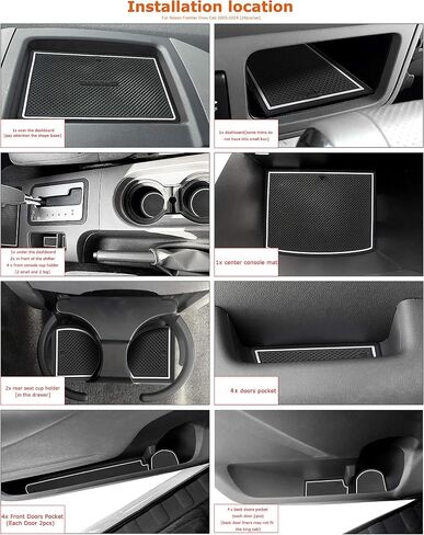 الحصير Auovo Anti Dust for Frontier Crew Cab 2005-2020 Xterra Accessories 2005-2015 مخصص لبطانات جيب DOOR Cup Cup Pads Console Mats (24pcs/set) (Gray) in Saudi Arabia