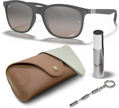Ray-Ban RB4330CH CHROMANCE Square Shape Sunglasses with Official Eyewear Kit Bundle in Saudi Arabia