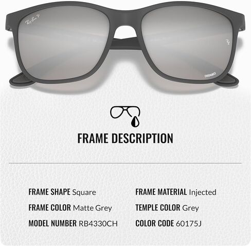Ray-Ban RB4330CH CHROMANCE Square Shape Sunglasses with Official Eyewear Kit Bundle in Saudi Arabia