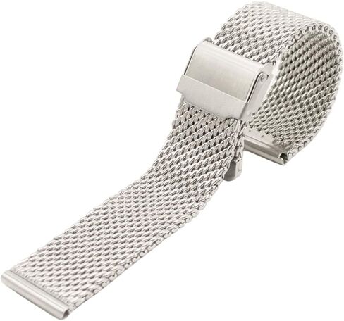 Stainless Steel Mesh Watch Band with Adjustable Clasp, 22mm, Silver in Saudi Arabia