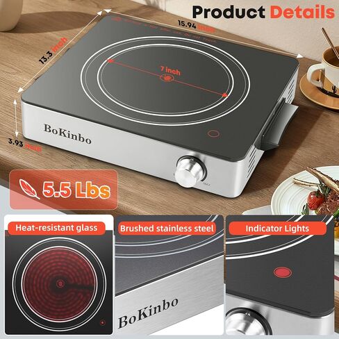 Cooktop الكهربائي ، مزدوج 2200 واط الموقد بالأشعة تحت الحمراء ، 2 صفيحة حاربة كهربائية للطبخ ، مقبض التحكم في المقبض والطبخ السيراميك المدمج ، حماية السخرية الزخرفة للسكن ، المطبخ in Kuwait