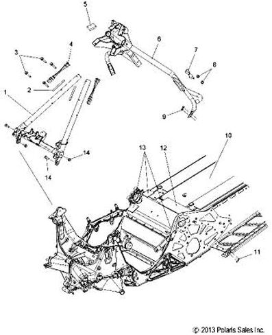 Polaris Snowmobile Frame Tubular Assembly, Rear, RMK, Genuine OEM Part 1020168, Qty 1 in Saudi Arabia