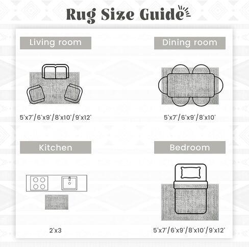 Living Room Rugs 8x10: Washable Moroccan Geometric Boho Rug Farmhouse Non Slip Stain Resistant Large Rug Low Pile Soft Carpet for Bedroom Dining Room Children Room (Beige,8'x10') in Kuwait