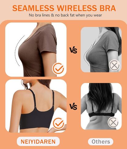 Bras for Women, Wireless Seamless No Underwire Comfort Bras,Full Coverage Everyday T-Shirt Bra in Kuwait