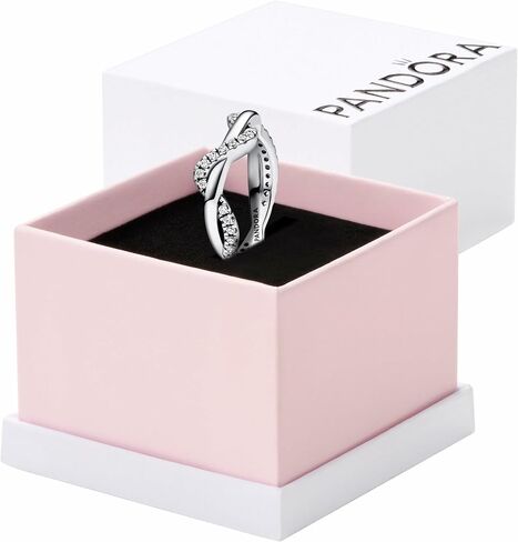 PANDORA Sparkling Intertwined Wave Ring - Silver Ring for Women - Gift for Her - Sterling Silver with Cubic Zirconia - With Gift Box in Saudi Arabia