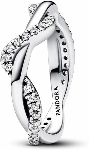 PANDORA Sparkling Intertwined Wave Ring - Silver Ring for Women - Gift for Her - Sterling Silver with Cubic Zirconia - With Gift Box in Saudi Arabia