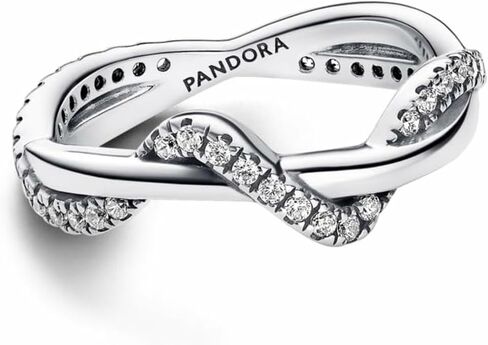 PANDORA Sparkling Intertwined Wave Ring - Silver Ring for Women - Gift for Her - Sterling Silver with Cubic Zirconia - With Gift Box in Saudi Arabia