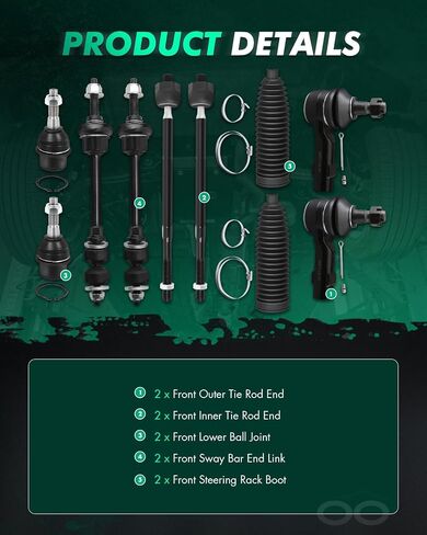 Scitoo 10pcs التعليق الأمامي أدوات التعليق الداخلي الداخلي ind end w/التوجيه Fit Boot Fit 2013-2018 لـ RAM 1500 2019 لـ RAM 1500 Lower Ball Sway Bar Link in Saudi Arabia