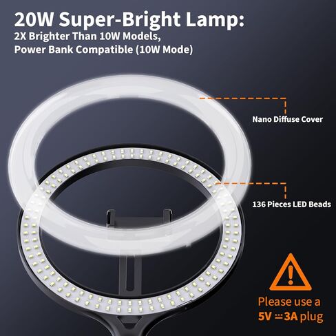 ضوء الحلقة مع حامل وحامل الهاتف ، حبل الهاتف العلوي ، موقف الهاتف للتسجيل ، 11 بوصة LED LED ضوء لمكتب مع المشبك للبث المباشر ، تسجيل الفيديو ، الاجتماع ، tiktok ، youtube in Kuwait