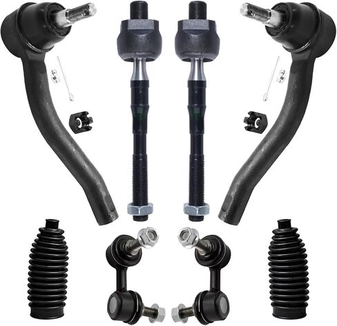 Detroit Axle - 8pc مجموعة التعليق الأمامي لعام 2006-2010 Infiniti M45 M35 ، 2 قضبان التثبيت التثبيت 4 نهايات قضيب التعادل الداخلي والخارجي 2 أحذية 2007 2008 2009 بديل in Saudi Arabia
