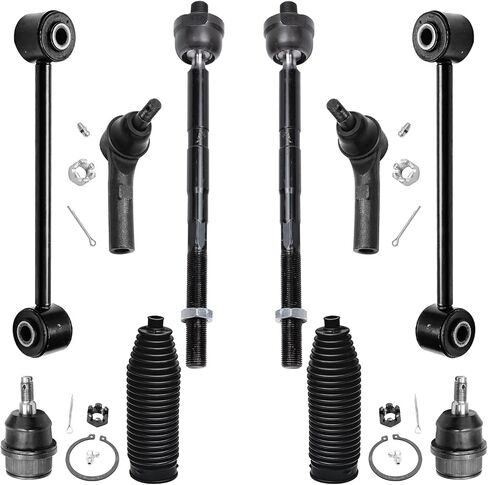 Detroit Axle - Front 10pc Suspension Kit for 2005-2010 Jeep Grand Cherokee 2006-2010 Commander 2007 2008 2009, 2 Lower Ball Joints 4 Inner & Outer Tie Rods 2 Sway Bar Links 2 Boots Replacement in Saudi Arabia