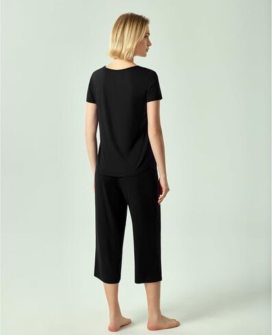 Gys Bamboo Viscose Women Pajama مجموعات قصيرة الأكمام و Capri Pants 2 قطعة صالة عرضية in Saudi Arabia