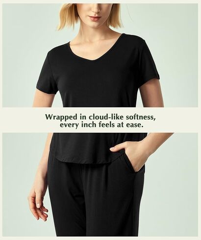 Gys Bamboo Viscose Women Pajama مجموعات قصيرة الأكمام و Capri Pants 2 قطعة صالة عرضية in Saudi Arabia