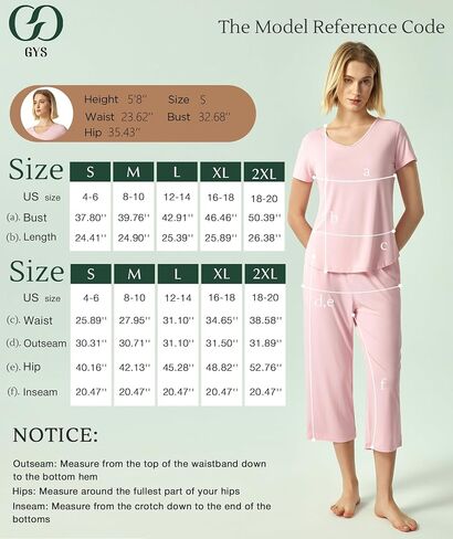 Gys Bamboo Viscose Women Pajama مجموعات قصيرة الأكمام و Capri Pants 2 قطعة صالة عرضية in Saudi Arabia