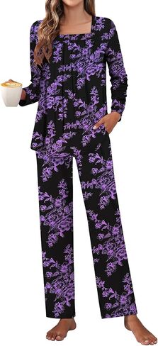 Tencede Women Pajama Set 2025 Lounge Sets Long Sleeve Sleepwear Soft 2 Piece Pjs S-2XL in Kuwait