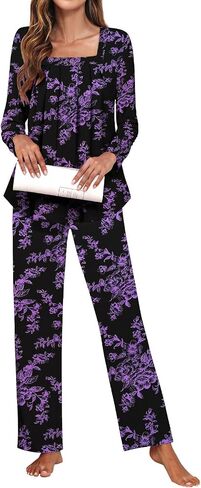 Tencede Women Pajama Set 2025 Lounge Sets Long Sleeve Sleepwear Soft 2 Piece Pjs S-2XL in Kuwait