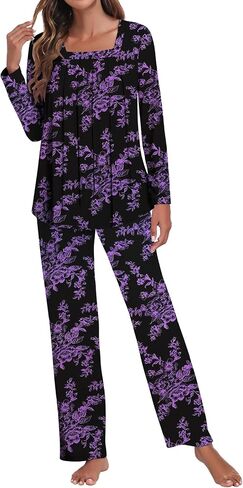 Tencede Women Pajama Set 2025 Lounge Sets Long Sleeve Sleepwear Soft 2 Piece Pjs S-2XL in Kuwait