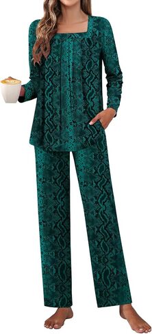 Tencede Women Pajama Set 2025 Lounge Sets Long Sleeve Sleepwear Soft 2 Piece Pjs S-2XL in Kuwait
