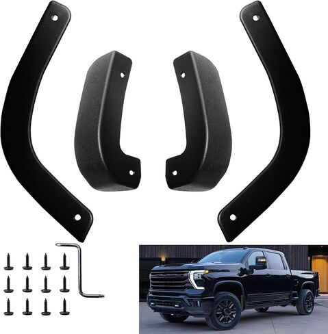 Mud Flap Delete Fit for Chevy Silverado 2019-2025,Mud Guards Compatible with Chevrolet Silverado 1500 Accessories, Easy Install,Without Drilling,Includes Front and Rear Mud Guard Set (4pcs-Set) in Saudi Arabia