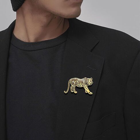 Vintage Tiger Brooch Pin Gold Silver Animal Tiger Brooch Lapel Pins Domineering Cool Brooch Charm Lion Coat Collar Brooch Clothing Hat Bag Suit Party Clothing Jewelry Accessories for Women and Men in Kuwait