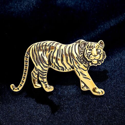 Vintage Tiger Brooch Pin Gold Silver Animal Tiger Brooch Lapel Pins Domineering Cool Brooch Charm Lion Coat Collar Brooch Clothing Hat Bag Suit Party Clothing Jewelry Accessories for Women and Men in Kuwait