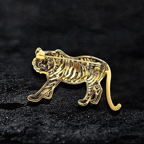 Vintage Tiger Brooch Pin Gold Silver Animal Tiger Brooch Lapel Pins Domineering Cool Brooch Charm Lion Coat Collar Brooch Clothing Hat Bag Suit Party Clothing Jewelry Accessories for Women and Men in Kuwait