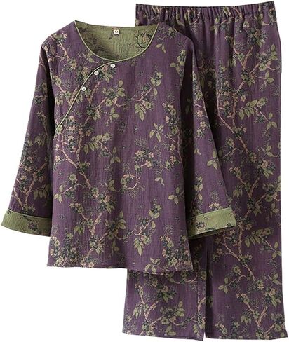 Women's Floral/Patterned Pajamas Set Kimono Hanfu Japanese Sleepwear Suit Loungewear Pajama Clothes in Saudi Arabia