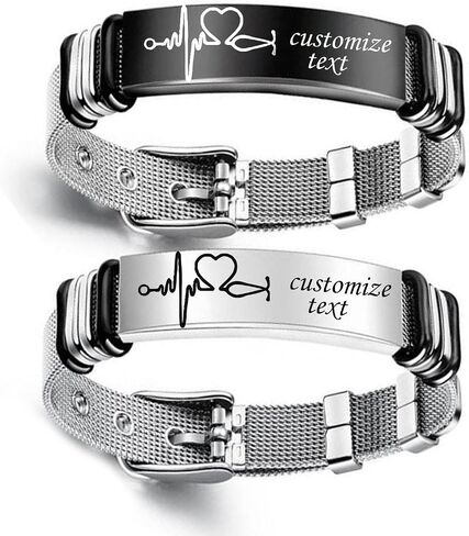 Customize Picture Bracelet Personalized Photo Couple Bracelets ID Link Chain for Men His and Hers Text Engraved for Women bf and gf Custom Friendship Gift Memorial Wristband in Saudi Arabia