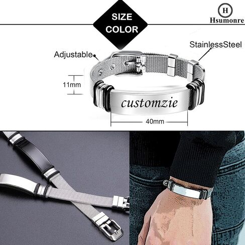 Customize Picture Bracelet Personalized Photo Couple Bracelets ID Link Chain for Men His and Hers Text Engraved for Women bf and gf Custom Friendship Gift Memorial Wristband in Saudi Arabia