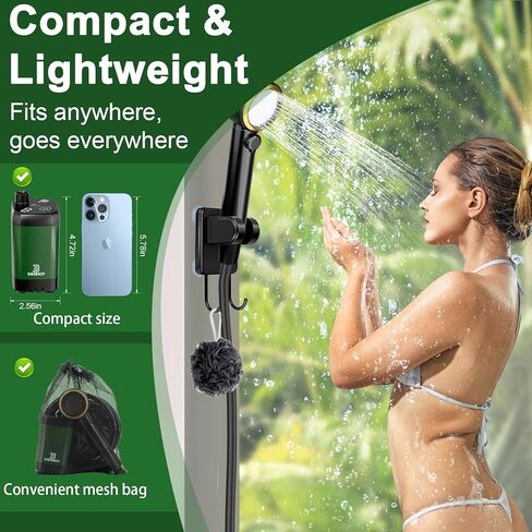 دش محمول للتخييم ، 7800 مللي أمبير في الساعة مضخة دش التخييم الكهربائية القابلة لإعادة الشحن مع شاشة رقمية ذكية ، دش معسكر في الهواء الطلق للتخييم ، المشي لمسافات طويلة ، السفر in Kuwait