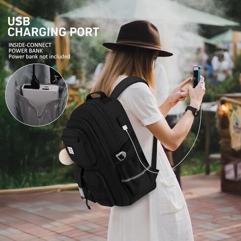 School Backpack for Teen Girls, Cute Laptop Backpack for Women Students, Middle High School Bags Aesthetic Bookbag for College Travel Fit 15.6 Inch Laptop (Black) in Saudi Arabia