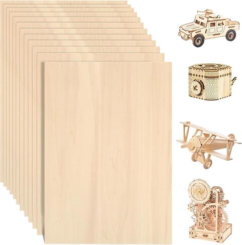 6 Pack Basswood Sheets for Crafts - 12 x 16 x 1/8 Inch - 3mm Thick Large Plywood Sheets Unfinished Bass Wood Boards for Laser Cutting, Wood Burning (12 x 16 x 1/8 inch (6 Pack)) in Saudi Arabia