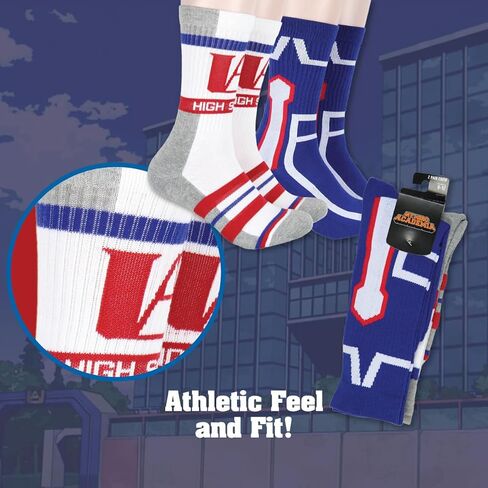 My Hero Academia Socks Ua High Design 2 Pack Athletic Adult Crew Socks in Saudi Arabia