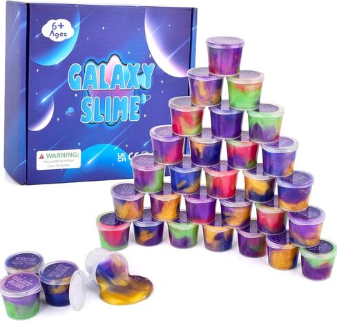 60 Pack Galaxy Slime Party Favors for Kids Slime Game Bulk Stretchy & Non-Sticky DIY Stress Relief Putty Toy Birthday Halloween Christmas Stocking Stuffers, Classroom Reward for Girls Boys in Kuwait