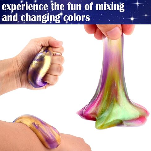 60 Pack Galaxy Slime Party Favors for Kids Slime Game Bulk Stretchy & Non-Sticky DIY Stress Relief Putty Toy Birthday Halloween Christmas Stocking Stuffers, Classroom Reward for Girls Boys in Kuwait