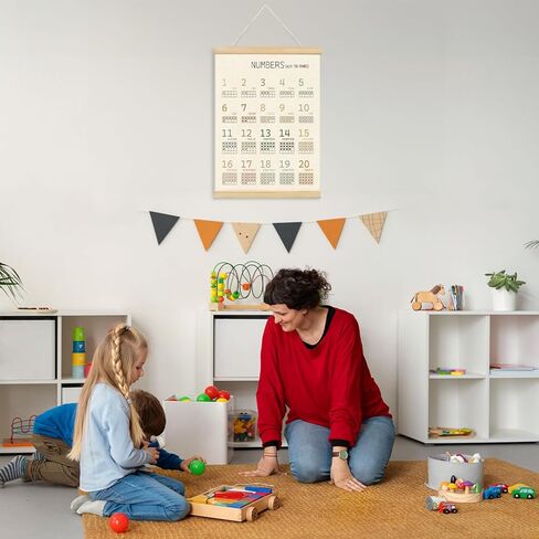 Lacama Boho ABC Alphabet Wall Chart for Toddlers | ABCs & 123s Kids Learning Educational Gift for Toddler, Neutral Wall Decorations for Pre-School Classroom Nursery Homeschool Poster Hanger in Kuwait