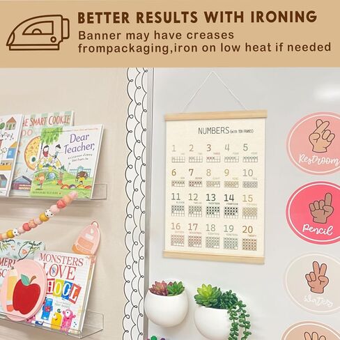 Lacama Boho ABC Alphabet Wall Chart for Toddlers | ABCs & 123s Kids Learning Educational Gift for Toddler, Neutral Wall Decorations for Pre-School Classroom Nursery Homeschool Poster Hanger in Kuwait