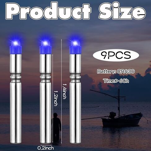 9 PCS الصيد LED LED Bobber Light Placement for Lures Fishing Glow Stages Night Fish Light Up Bobbers Floats and Rod Tips in Saudi Arabia