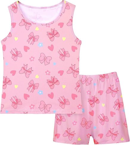 MHJY Toddler Girls Pajamas Sleeveless Pajamas for Kids Soft Tank Top & Shorts Girls Pajama Set in Kuwait
