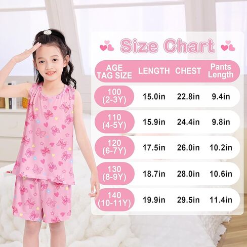 MHJY Toddler Girls Pajamas Sleeveless Pajamas for Kids Soft Tank Top & Shorts Girls Pajama Set in Kuwait