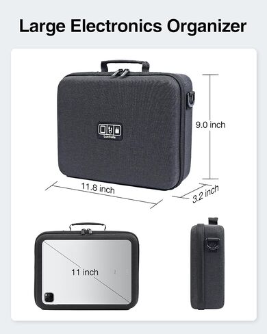 Luxtude Electronic Organizer Travel Case كبير ، منظم تقني ذو طبقة مزدوجة ، سفر منظم الحبل ، حقيبة منظمات الكابلات ، منظم شاحن كبير ، حقيبة إلكترونيات منزلية تناسب iPad (حتى 12.9 بوصة) in Kuwait
