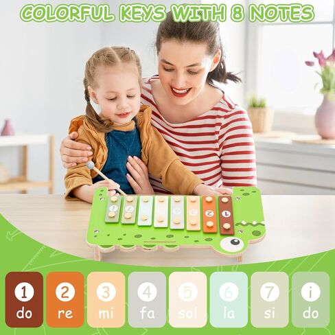 Kids Drum Set Musical Instruments - 5 in 1 Montessori Toys for Toddler Baby, Wooden Music Kit with Piano Keyboard Xylophone, Preschool Educational Sensory Toys Birthday Gifts for Boys Girls 1-3+ in Saudi Arabia
