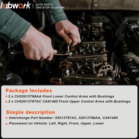 labwork Upper and Lower Control Arm with Bushing Set Replacement for 1500 2500 3500 4 Wheel Drive 4WD 2003-2010 in Saudi Arabia